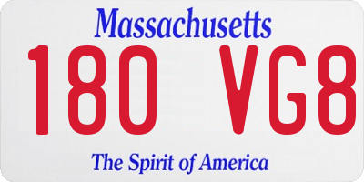 MA license plate 180VG8