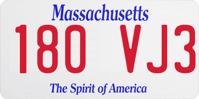 MA license plate 180VJ3