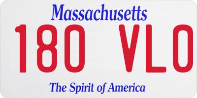 MA license plate 180VL0
