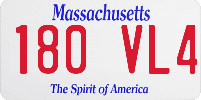 MA license plate 180VL4
