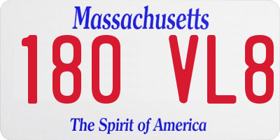 MA license plate 180VL8