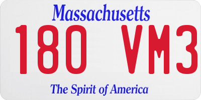 MA license plate 180VM3