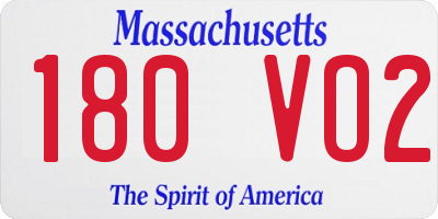MA license plate 180VO2