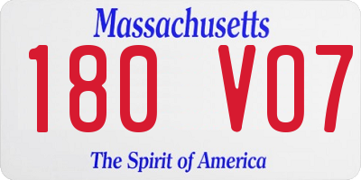 MA license plate 180VO7