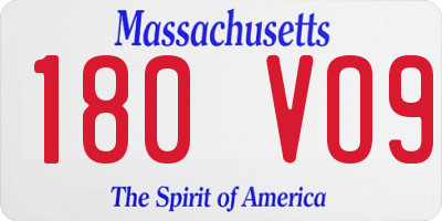 MA license plate 180VO9