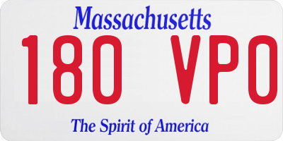 MA license plate 180VP0