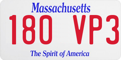 MA license plate 180VP3