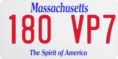 MA license plate 180VP7