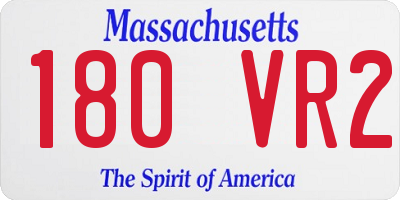 MA license plate 180VR2