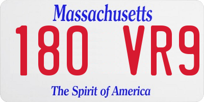 MA license plate 180VR9