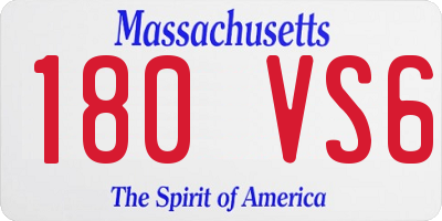 MA license plate 180VS6