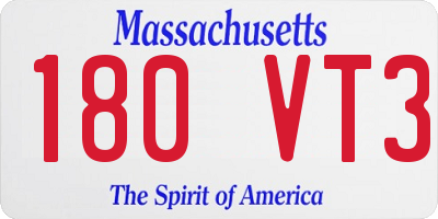 MA license plate 180VT3