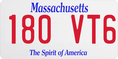 MA license plate 180VT6