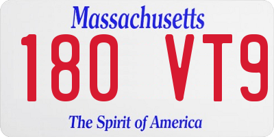 MA license plate 180VT9