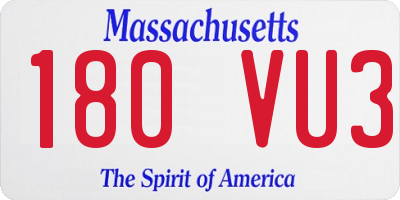 MA license plate 180VU3