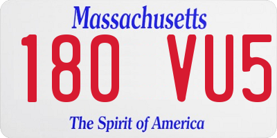 MA license plate 180VU5