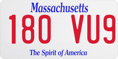 MA license plate 180VU9