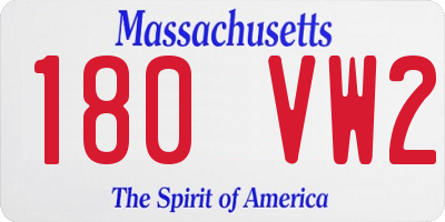 MA license plate 180VW2