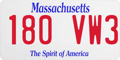 MA license plate 180VW3