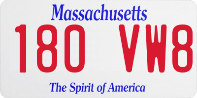 MA license plate 180VW8