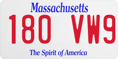 MA license plate 180VW9