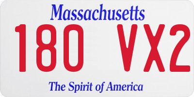 MA license plate 180VX2