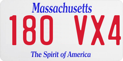 MA license plate 180VX4