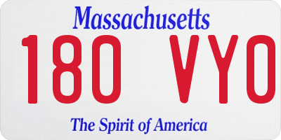 MA license plate 180VY0