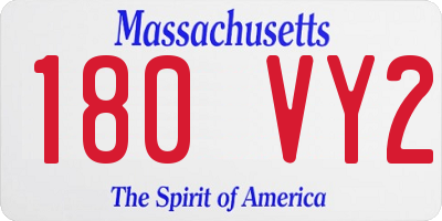 MA license plate 180VY2