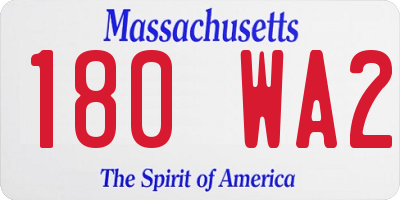 MA license plate 180WA2