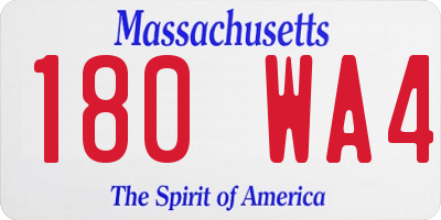 MA license plate 180WA4