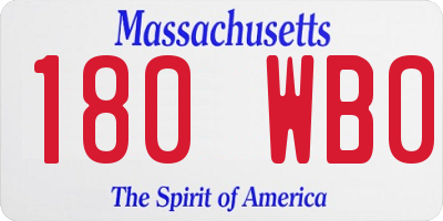 MA license plate 180WB0