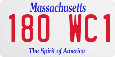 MA license plate 180WC1