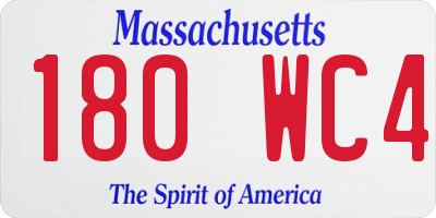 MA license plate 180WC4