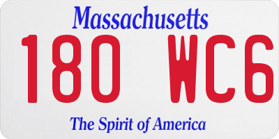 MA license plate 180WC6