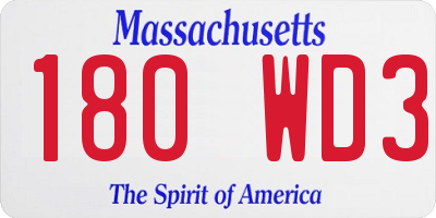 MA license plate 180WD3