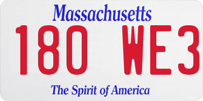 MA license plate 180WE3