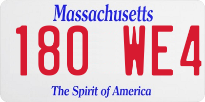MA license plate 180WE4