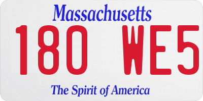 MA license plate 180WE5