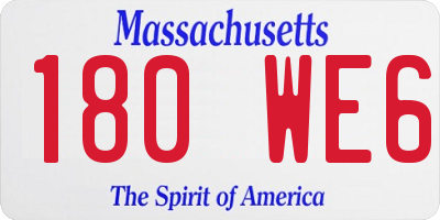 MA license plate 180WE6