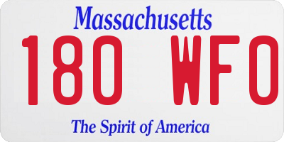 MA license plate 180WF0