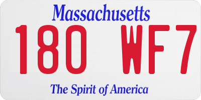 MA license plate 180WF7