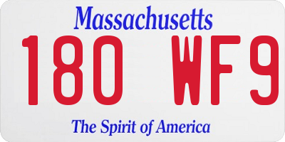 MA license plate 180WF9