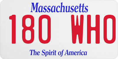 MA license plate 180WH0