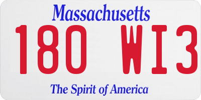 MA license plate 180WI3