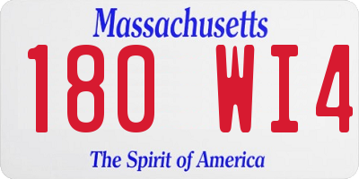 MA license plate 180WI4
