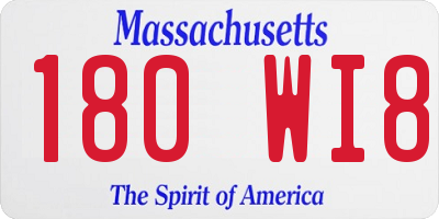 MA license plate 180WI8