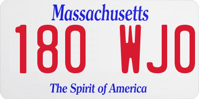 MA license plate 180WJ0