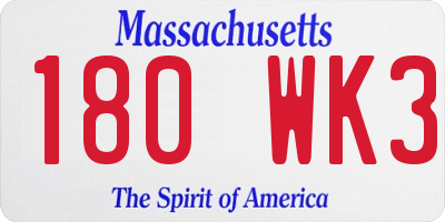 MA license plate 180WK3