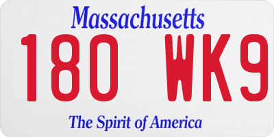 MA license plate 180WK9